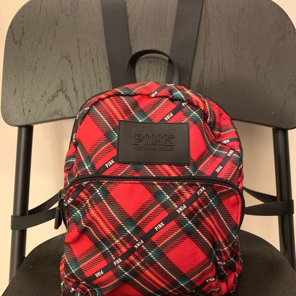 Red/Green/Black Plaid Mini Backpack (PINK)
